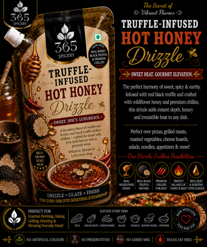Truffle-Infused Hot Honey Drizzle Sauce Powder Mix | No Onion No Garlic | Jain-Friendly | Premium Quality | Vegan | 365 Spicery