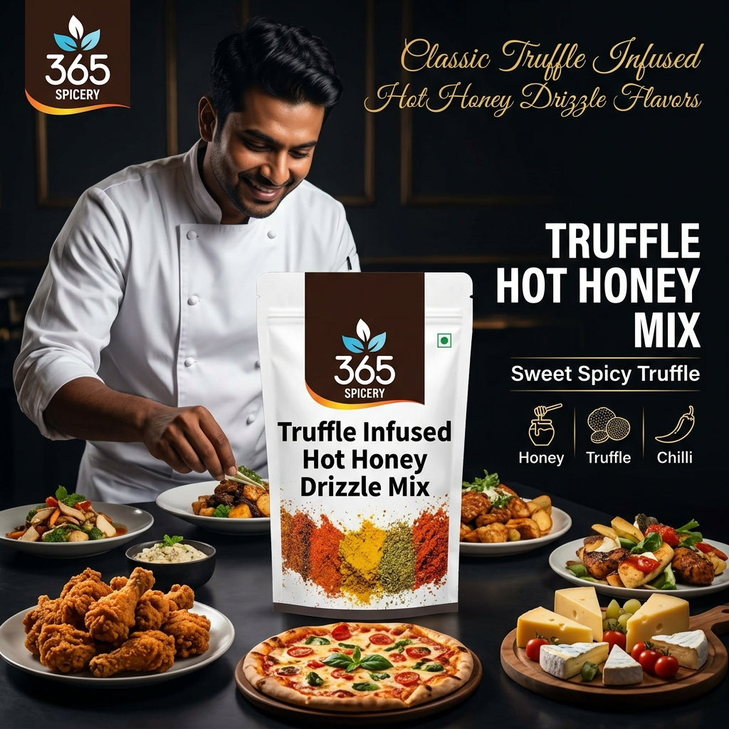 Truffle-Infused Hot Honey Drizzle Sauce Powder Mix | No Onion No Garlic | Jain-Friendly | Premium Quality | Vegan | 365 Spicery