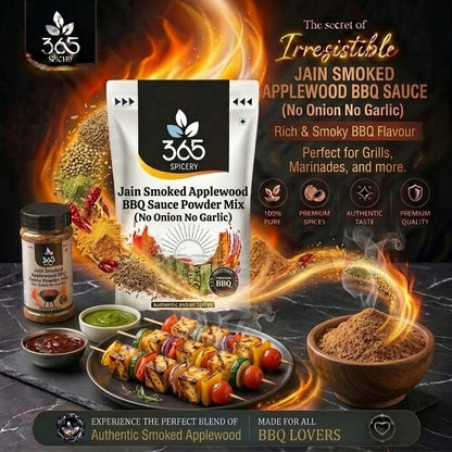 Jain Smoked Applewood Barbeque Sauce Powder Mix | No Onion No Garlic | Vegan | Natural Ingredients | 365 Spicery