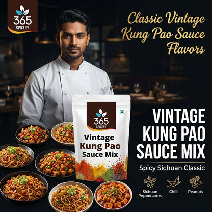 Vintage Kung Pao Sauce Powder Mix | Jain-Friendly No Onion No Garlic | Gluten-Free | No Artificial Colours | 365 Spicery