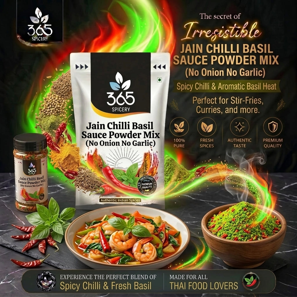 Jain Umami Thai Chilli Basil Sauce Powder Mix | No Onion No Garlic | Premium Quality | 365 Spicery