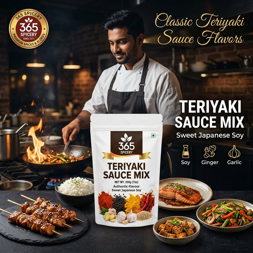 Teriyaki Sauce Powder Mix | Jain-Friendly No Onion No Garlic | Gluten-Free | No Artificial Flavours | 365 Spicery