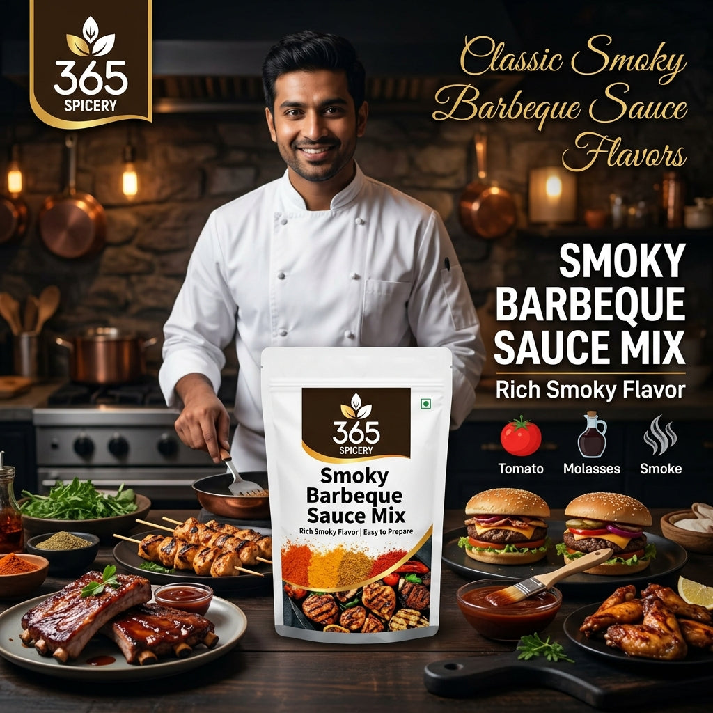 Smoky Barbeque Sauce Powder Mix | Jain-Friendly No Onion No Garlic | Natural Ingredients | Vegan | 365 Spicery