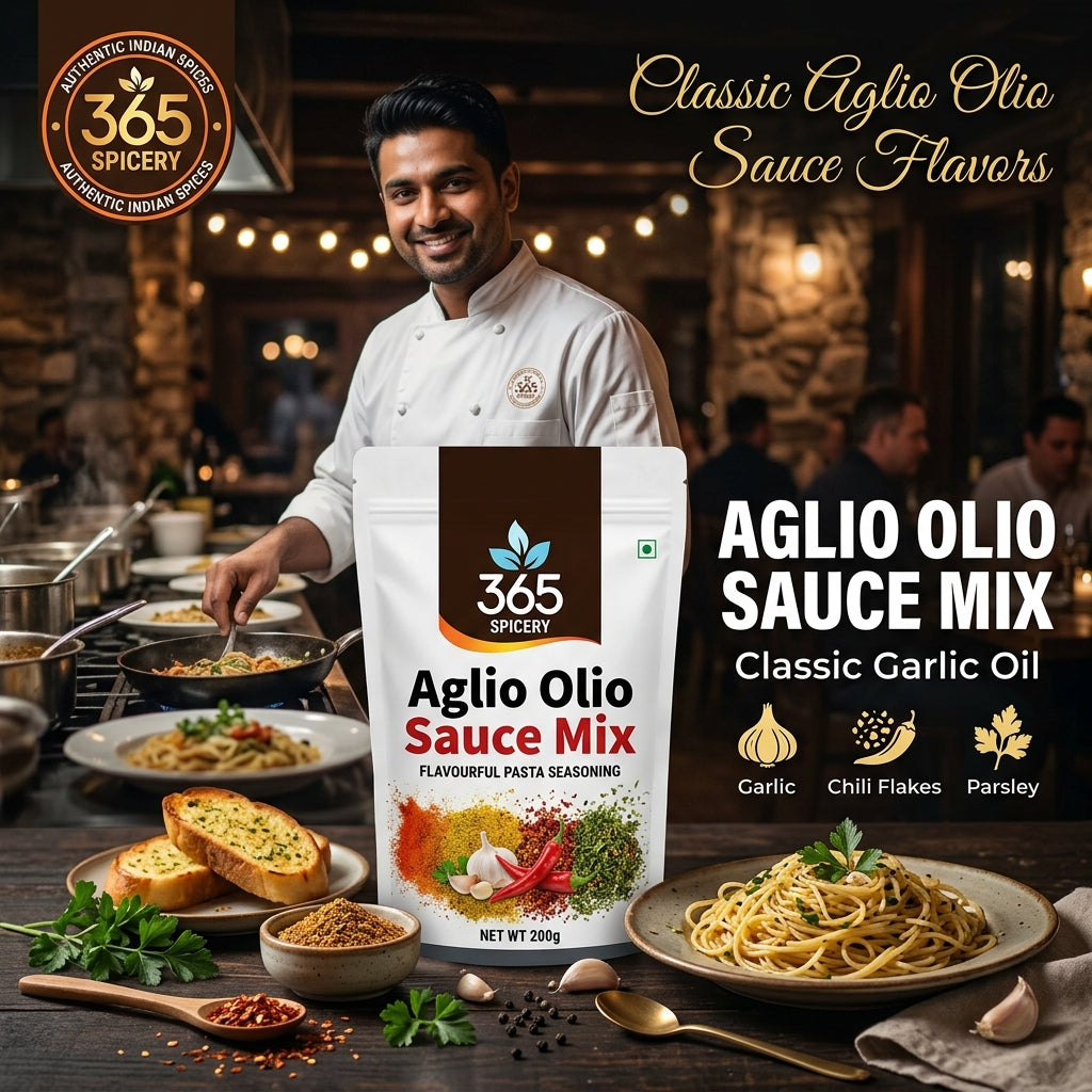 Aglio Olio Sauce Powder Mix | Jain-Friendly No Onion No Garlic | Premium Quality | No MSG | 365 Spicery