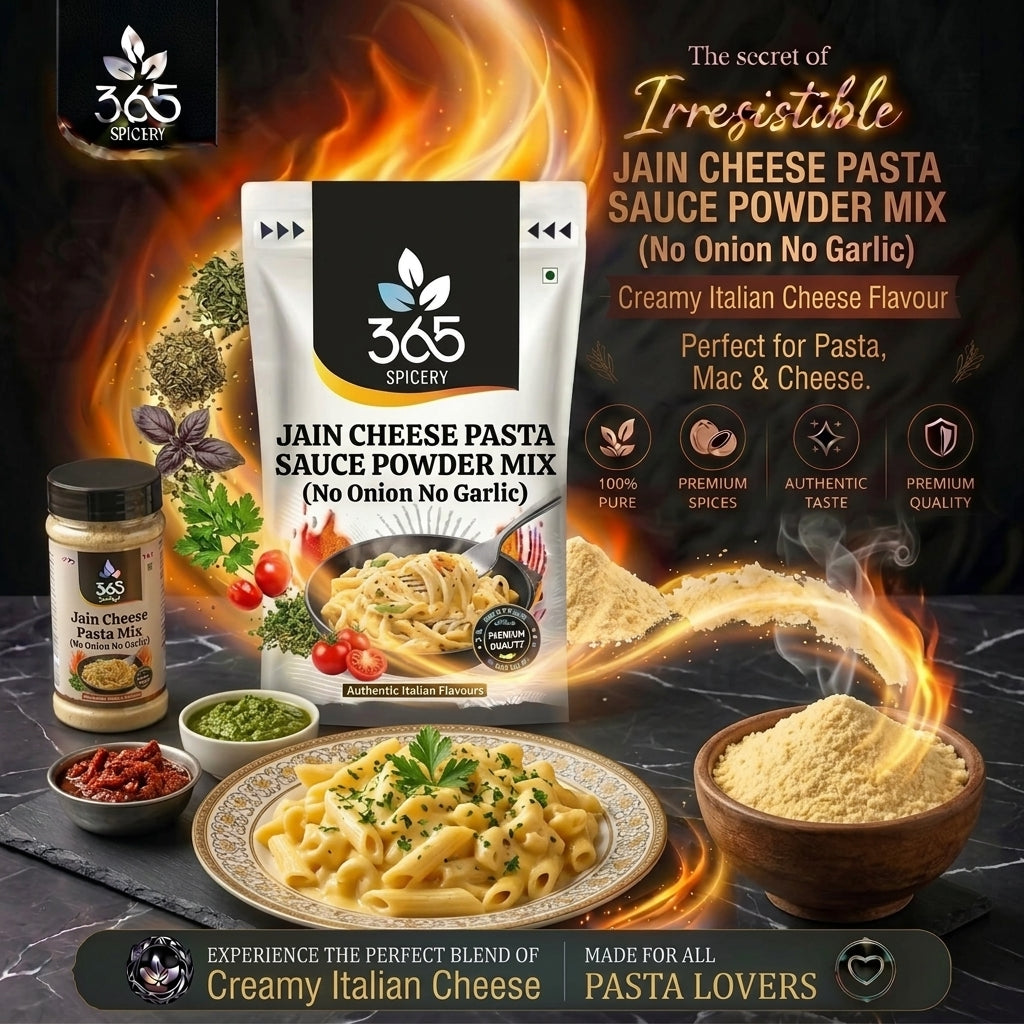 Jain Cheese Pasta Sauce Powder Mix | No Onion No Garlic | Premium Quality | No Artificial Flavours | 365 Spicery