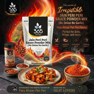 Jain Peri Peri Sauce Powder Mix | No Onion No Garlic | Natural Ingredients | No MSG | 365 Spicery