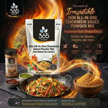 Jain All-In-One Chowmein Sauce Powder Mix | No Onion No Garlic | Vegan | Premium Quality | 365 Spicery