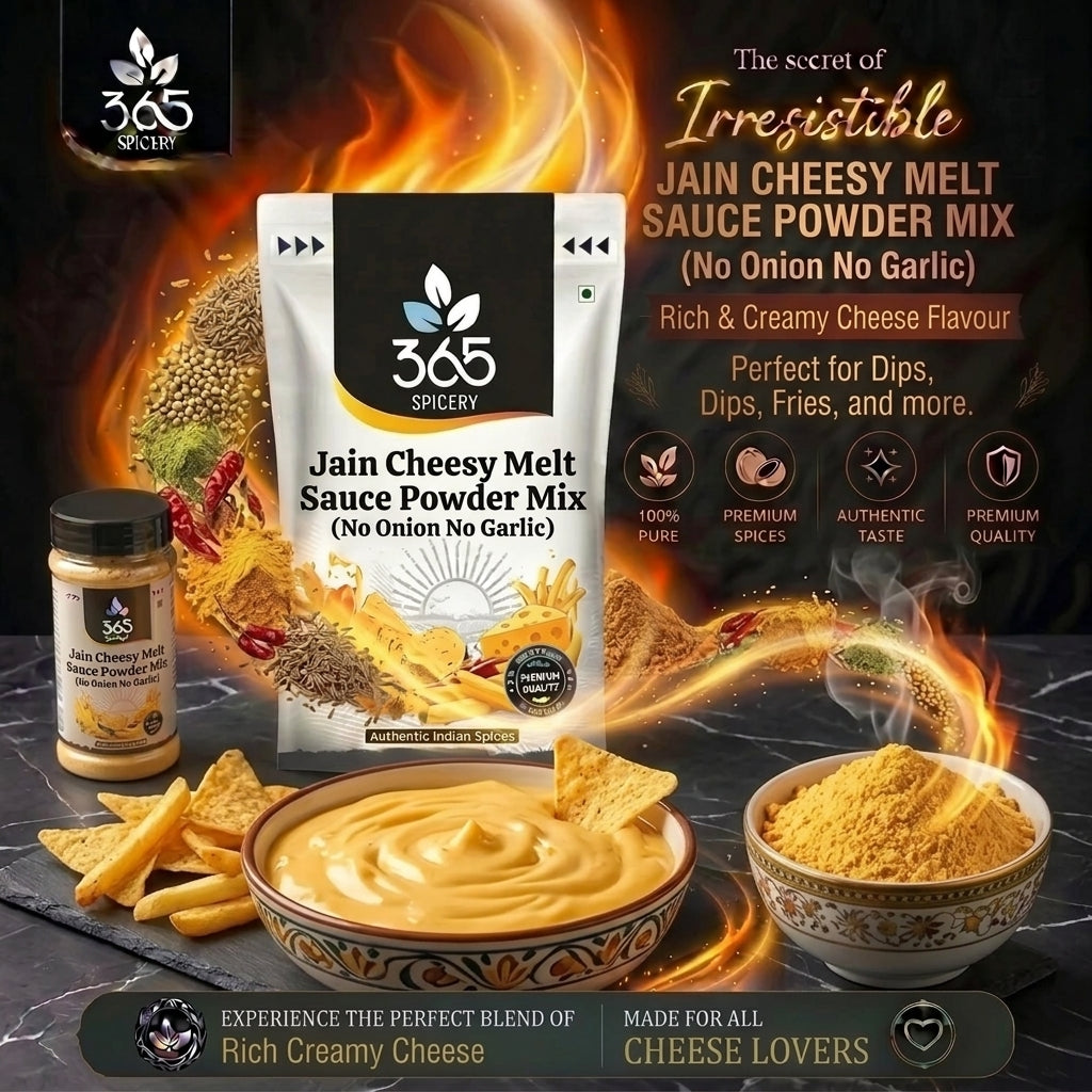 Jain Cheesy Melt Sauce Powder Mix | No Onion No Garlic | Premium Quality | No Artificial Flavours | 365 Spicery