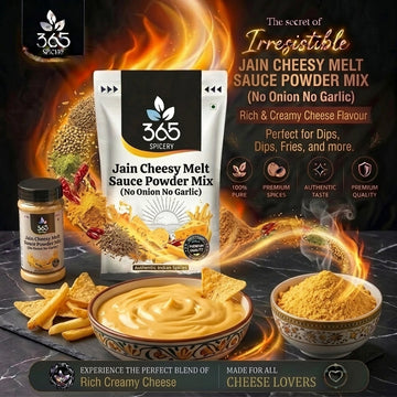 Jain Cheesy Melt Sauce Powder Mix | No Onion No Garlic | Premium Quality | No Artificial Flavours | 365 Spicery