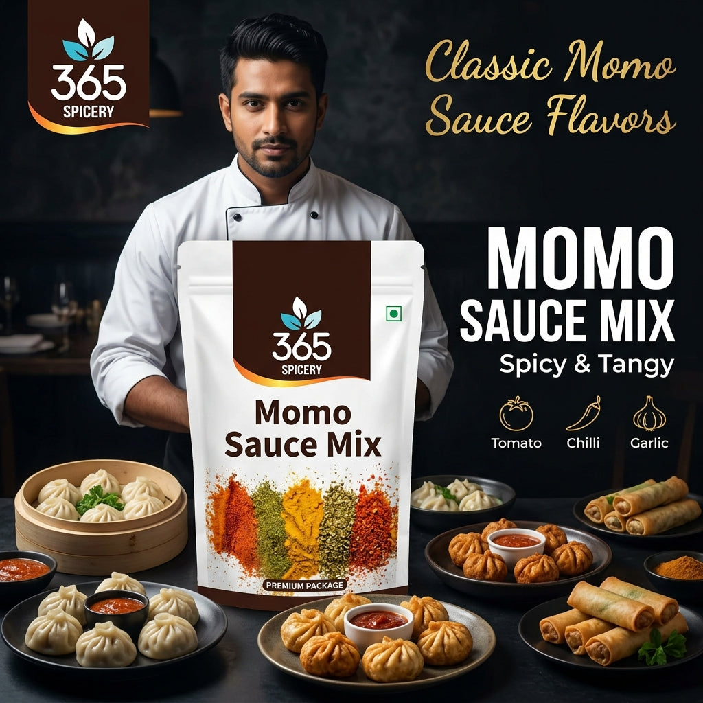 Momo Sauce Powder Mix | Jain-Friendly No Onion No Garlic | Vegan | Gluten-Free | Made in India | 365 Spicery
