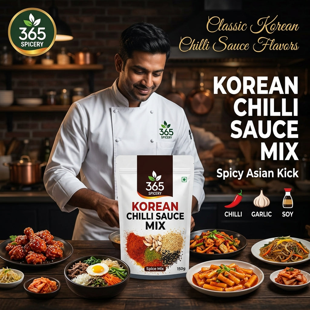 Korean Chilli Sauce Powder Mix | Jain-Friendly No Onion No Garlic | Natural Ingredients | No Artificial Colours | 365 Spicery
