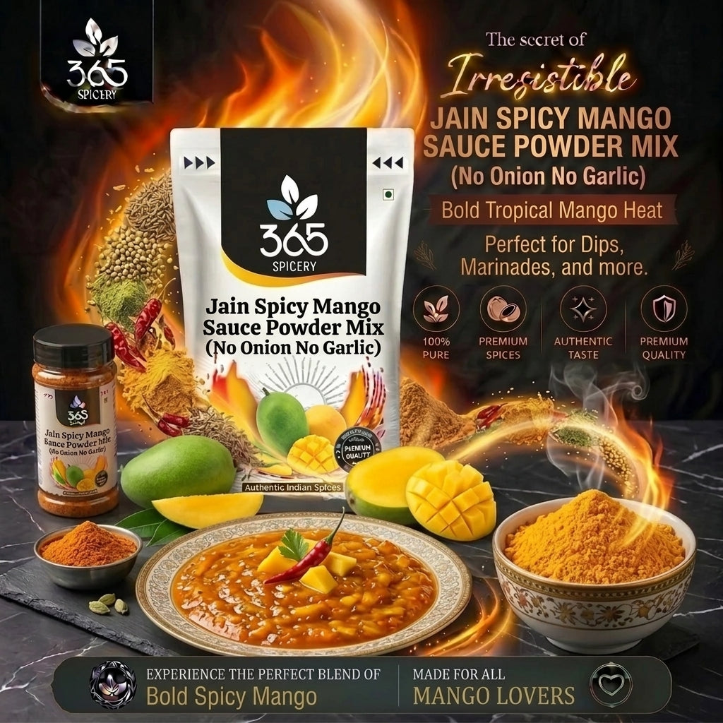 Jain Spicy Mango Sauce Powder Mix | No Onion No Garlic | Vegan | No Artificial Colours | 365 Spicery