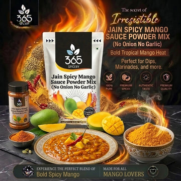 Jain Spicy Mango Sauce Powder Mix | No Onion No Garlic | Vegan | No Artificial Colours | 365 Spicery