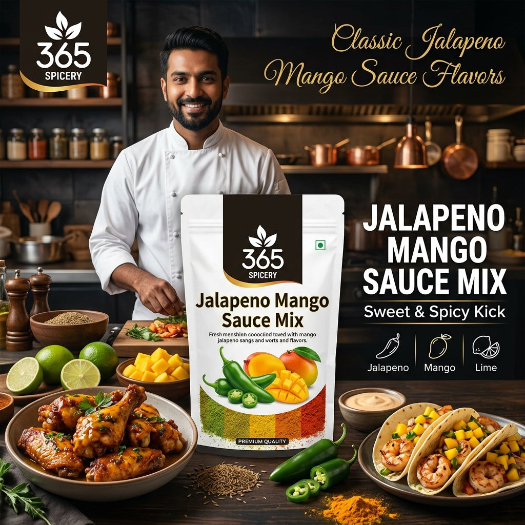 Jalapeno Mango Sauce Powder Mix | Jain-Friendly No Onion No Garlic | Natural Ingredients | Premium Quality | 365 Spicery