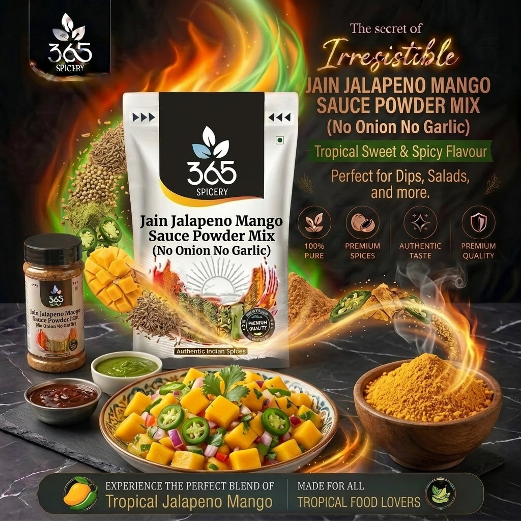 Jain Jalapeno Mango Sauce Powder Mix | No Onion No Garlic | Natural Ingredients | Premium Quality | 365 Spicery