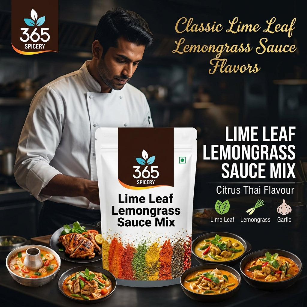 Lime Leaf + Lemongrass Sauce Powder Mix | Jain-Friendly No Onion No Garlic | Vegan | No Artificial Flavours | 365 Spicery
