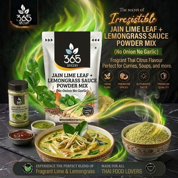 Jain Lime Leaf + Lemongrass Sauce Powder Mix | No Onion No Garlic | Vegan | No Artificial Flavours | 365 Spicery