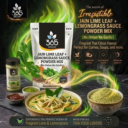 Jain Lime Leaf + Lemongrass Sauce Powder Mix | No Onion No Garlic | Vegan | No Artificial Flavours | 365 Spicery