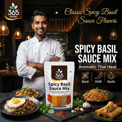 Jain Spicy Basil Sauce Powder Mix | No Onion No Garlic | Vegan | No Artificial Colours | 365 Spicery
