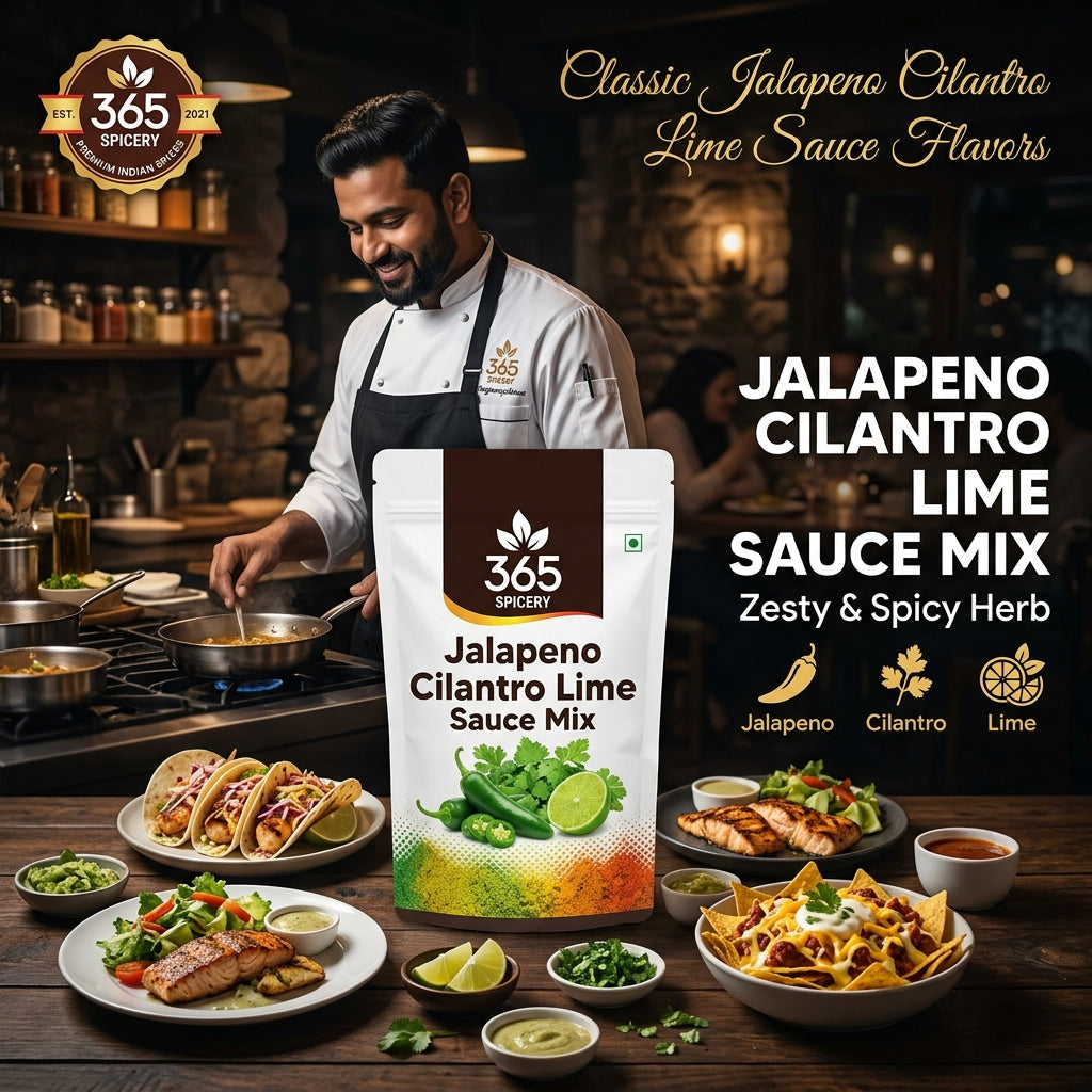 Jalapeno Cilantro Lime Sauce Powder Mix | Jain-Friendly No Onion No Garlic | Vegan | No MSG | 365 Spicery
