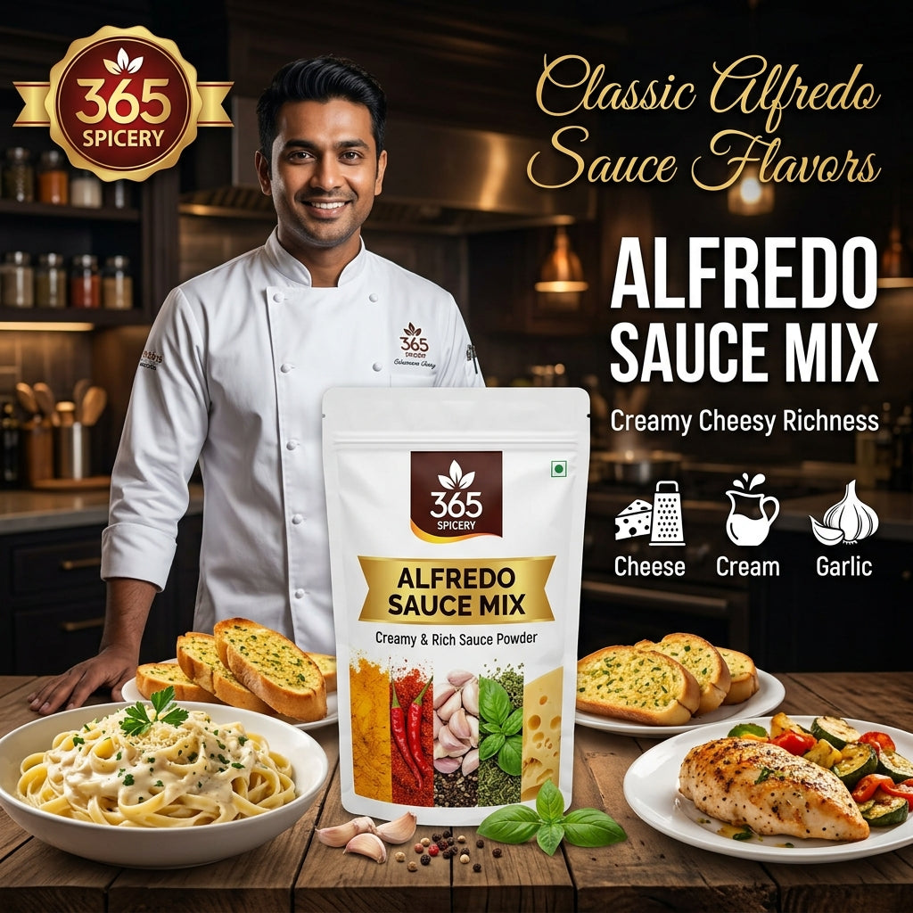 Alfredo Sauce Powder Mix | Jain-Friendly No Onion No Garlic | Gluten-Free | No Artificial Flavours | 365 Spicery