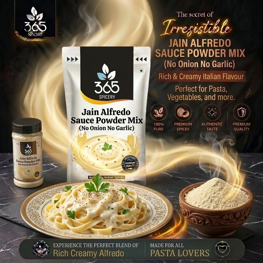 Jain Alfredo Sauce Powder Mix | No Onion No Garlic | Gluten-Free | No Artificial Flavours | 365 Spicery