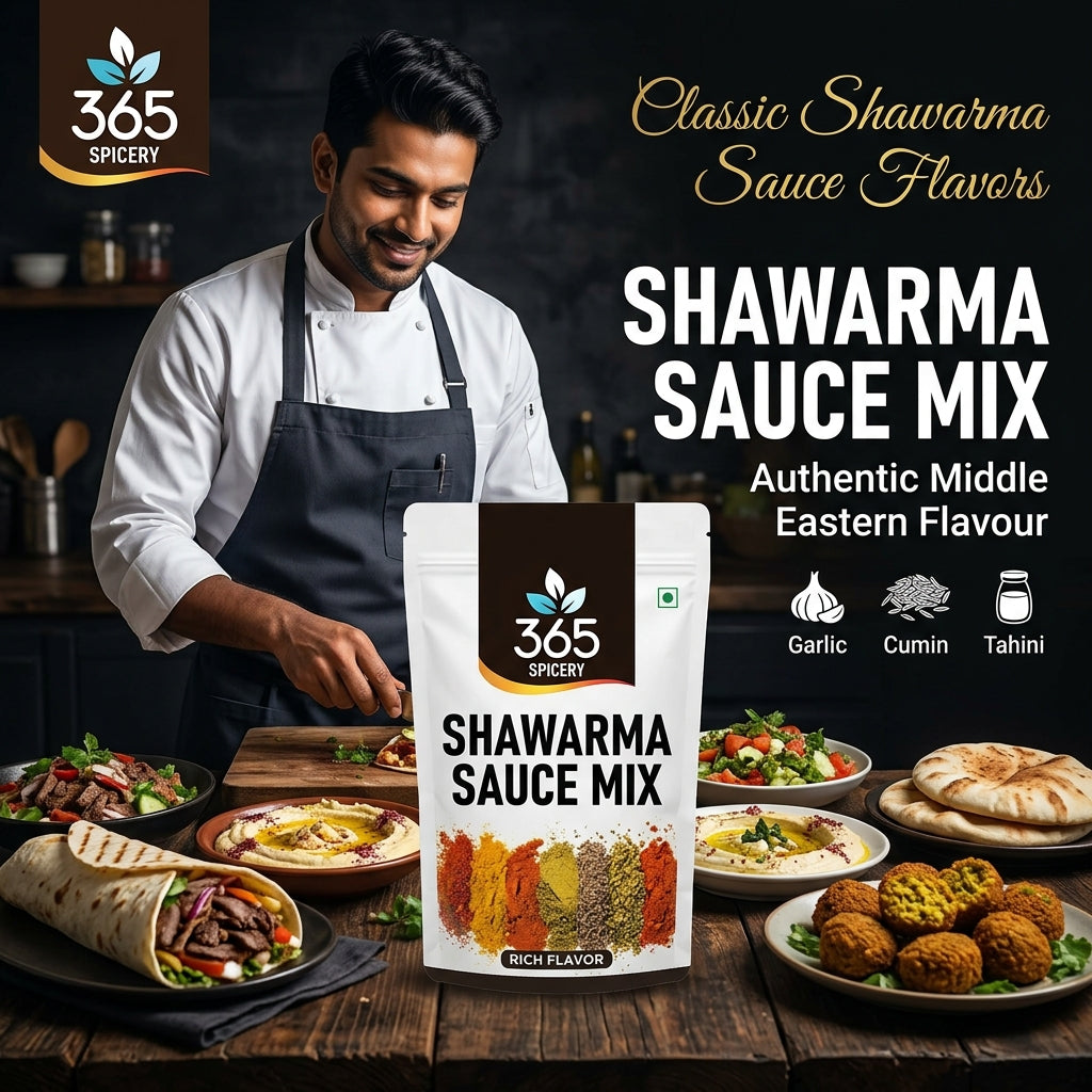 Shawarma Sauce Powder Mix | Jain-Friendly No Onion No Garlic | Authentic Taste | No Artificial Colours | 365 Spicery