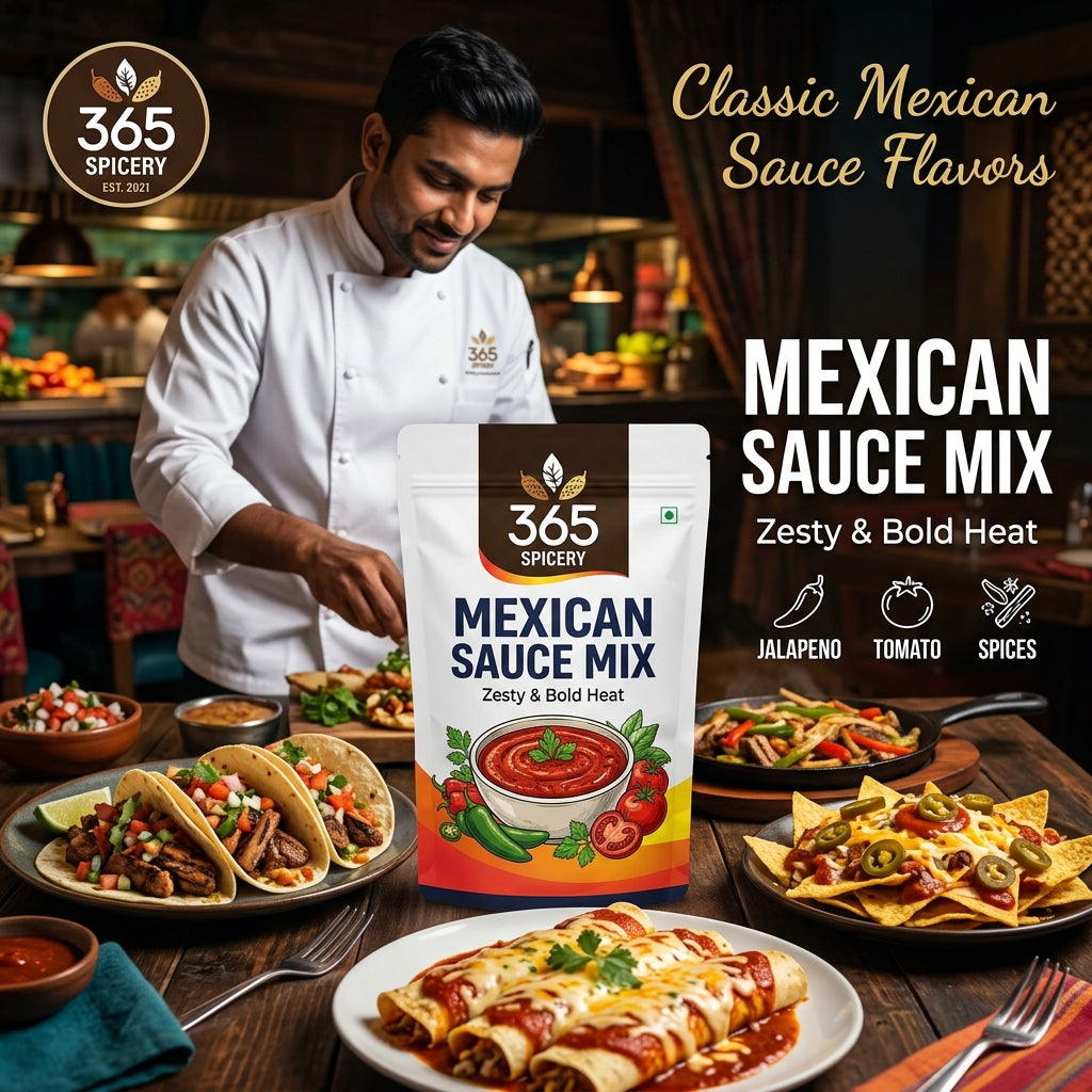 Mexican Sauce Powder Mix | Jain-Friendly No Onion No Garlic | Premium Quality | Gluten-Free | 365 Spicery