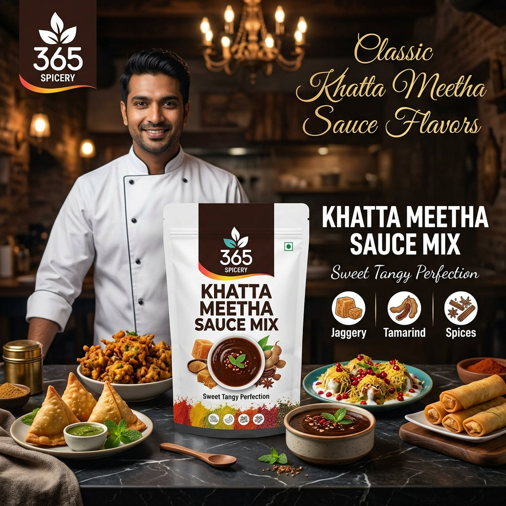 Khatta Meetha Sauce Powder Mix | Jain-Friendly No Onion No Garlic | Vegan | Natural Ingredients | 365 Spicery