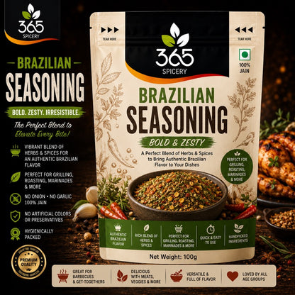 Brazillian Seasoning | Vibrant Exotic Spice Mix | No MSG | Premium Quality | 365 Spicery