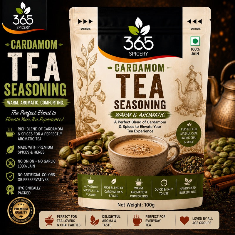 CARDAMOM TEA SEASONING | Premium Aromatic Masala for Beverages | Gluten-Free | No MSG | 365 Spicery
