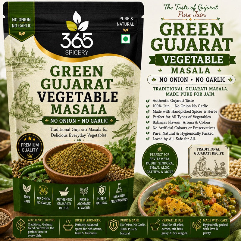 Green Gujarat Vegetable Masala | Fresh Herb Curry Blend | Gluten-Free | No MSG | 365 Spicery