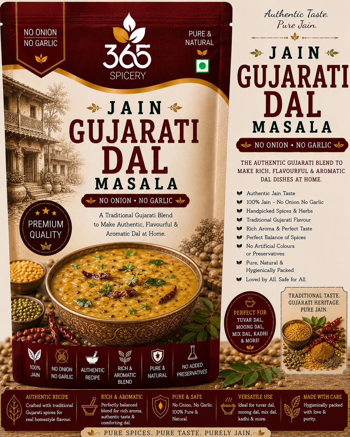 Jain Gujarati Dal Masala (No Onion No Garlic)
