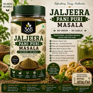 Jaljeera Pani Puri Masala | Tangy Cumin Infused Street Food Seasoning | Vegan | No Artificial Flavours | 365 Spicery