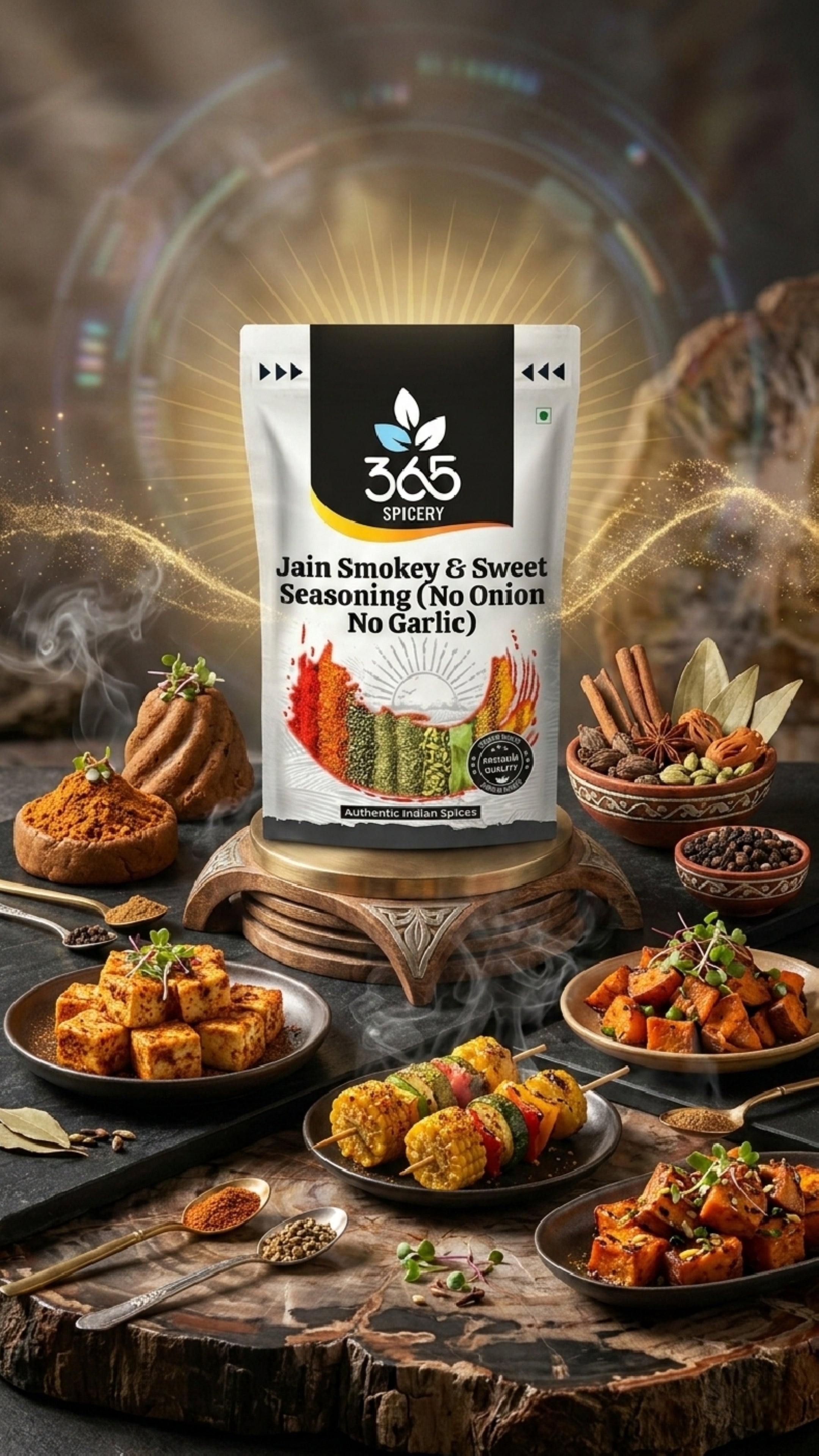 Jain Smokey & Sweet Seasoning | No Onion No Garlic | Jain-Friendly | Gluten-Free | For Grills | 365 Spicery