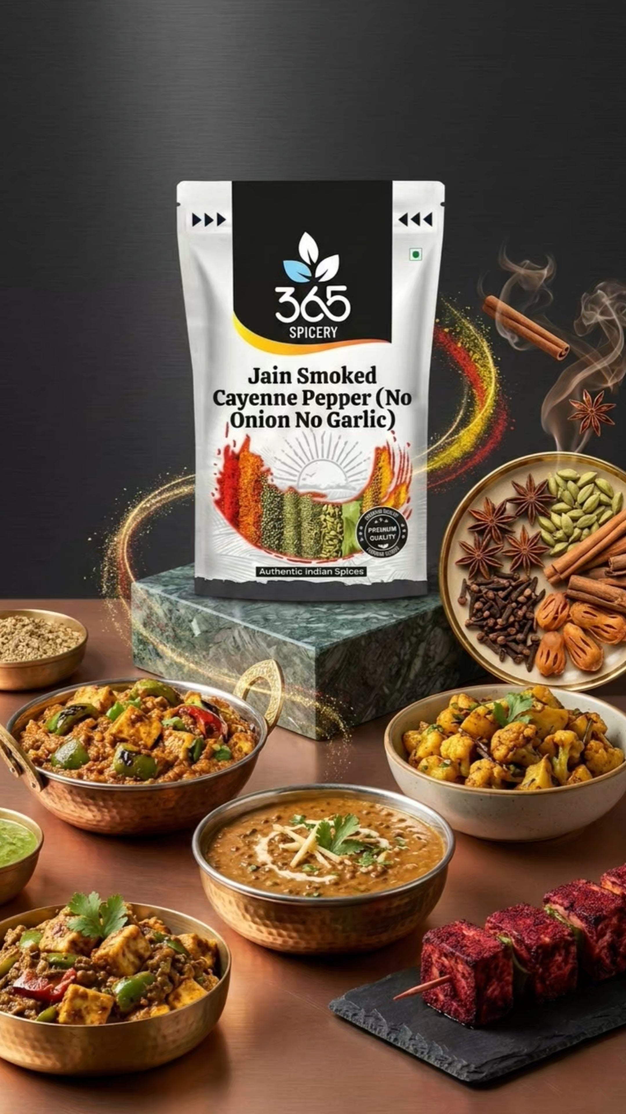 Jain Smoked Cayenne Pepper | No Onion No Garlic | Jain-Friendly | No Artificial Colours | For Fries | 365 Spicery