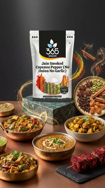 Jain Smoked Cayenne Pepper | No Onion No Garlic | Jain-Friendly | No Artificial Colours | For Fries | 365 Spicery