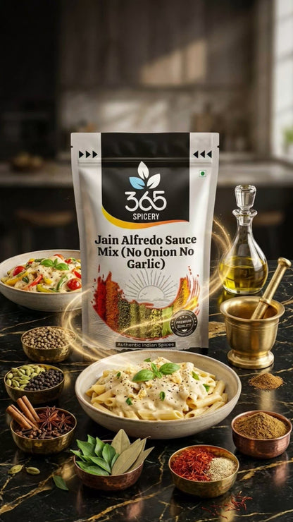 Jain Alfredo Sauce Mix | No Onion No Garlic | Jain-Friendly | Premium Quality | For Pasta & Snacks | 365 Spicery