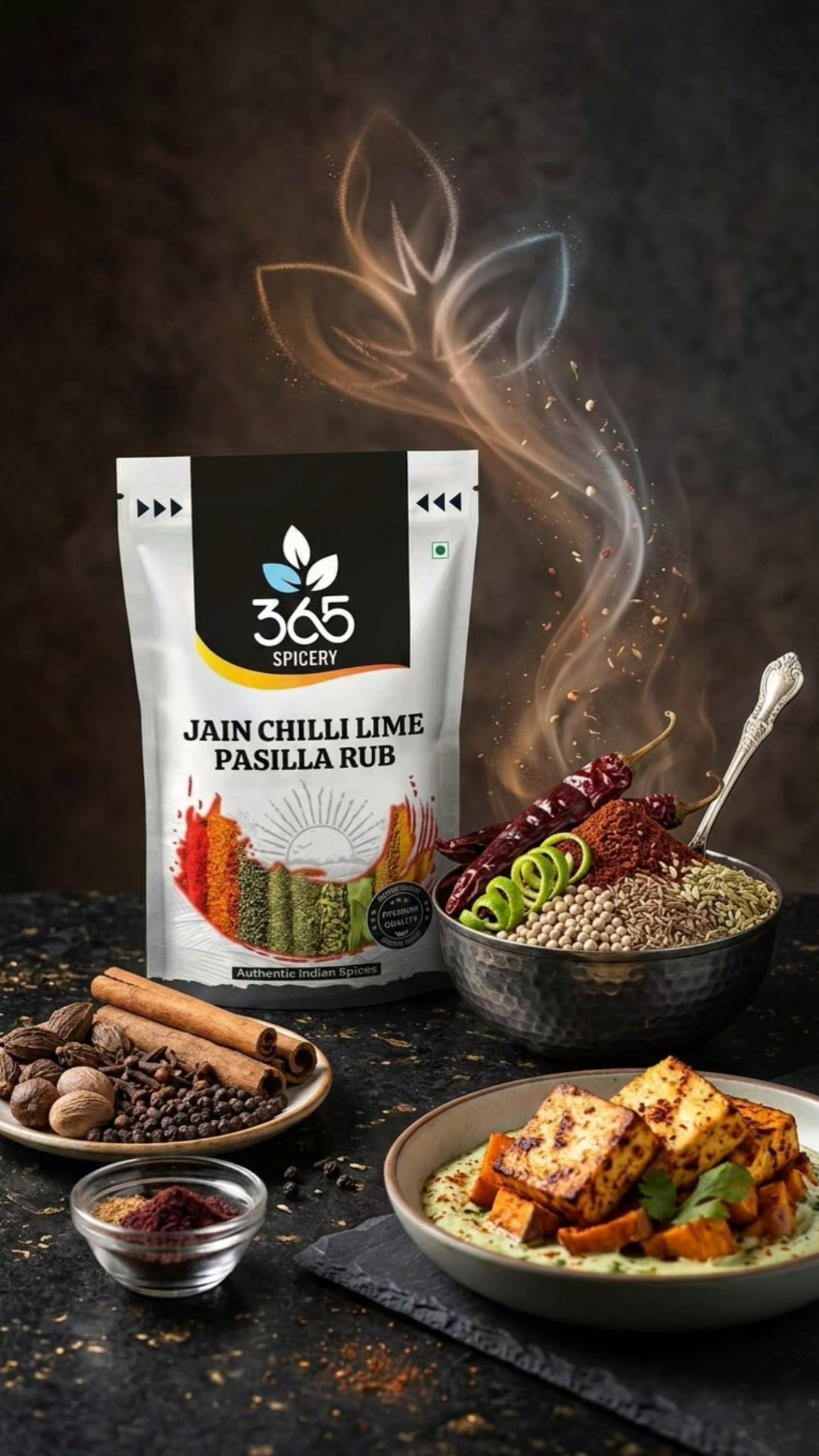 JAIN CHILLI LIME PASILLA RUB | No Onion No Garlic | Jain-Friendly | Vegan | Smoky & Tangy Seasoning | 365 Spicery