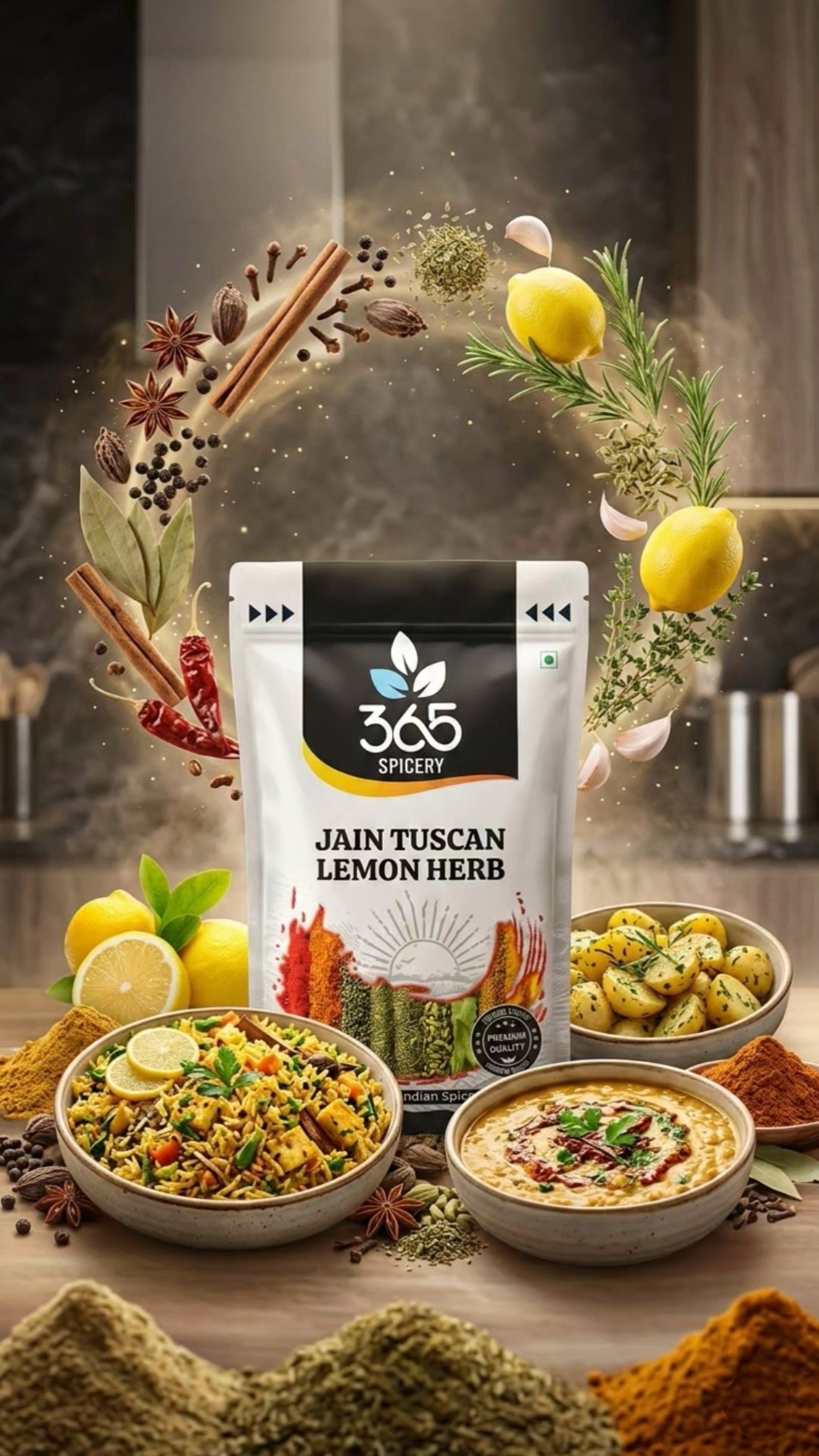 JAIN TUSCAN LEMON HERB | No Onion No Garlic | Jain-Friendly | Vegan | Fresh Citrus & Herb Infusion | 365 Spicery