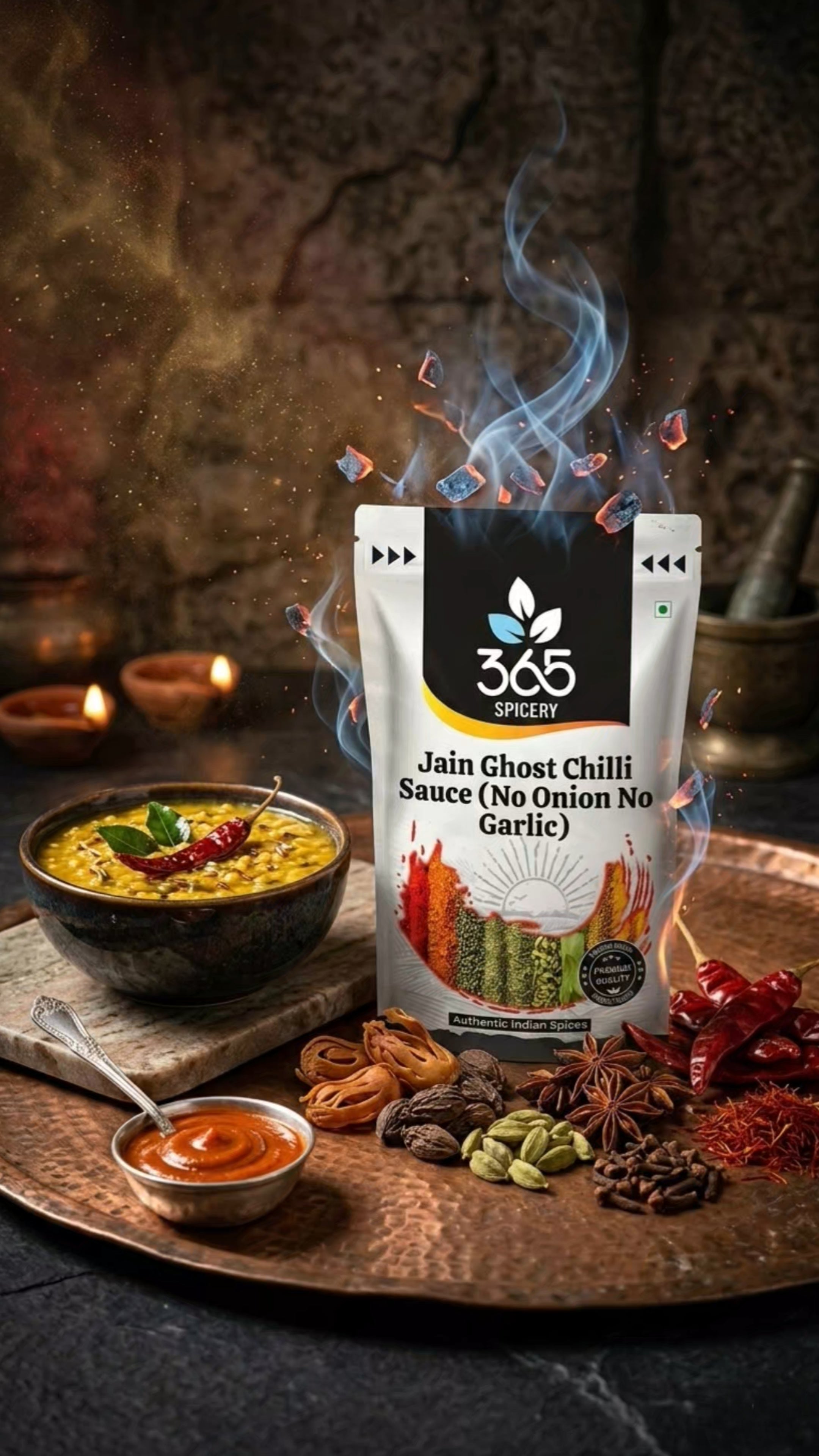 Jain Ghost Chilli Sauce | 100% Veg | 365 Spicery | Premium Indian