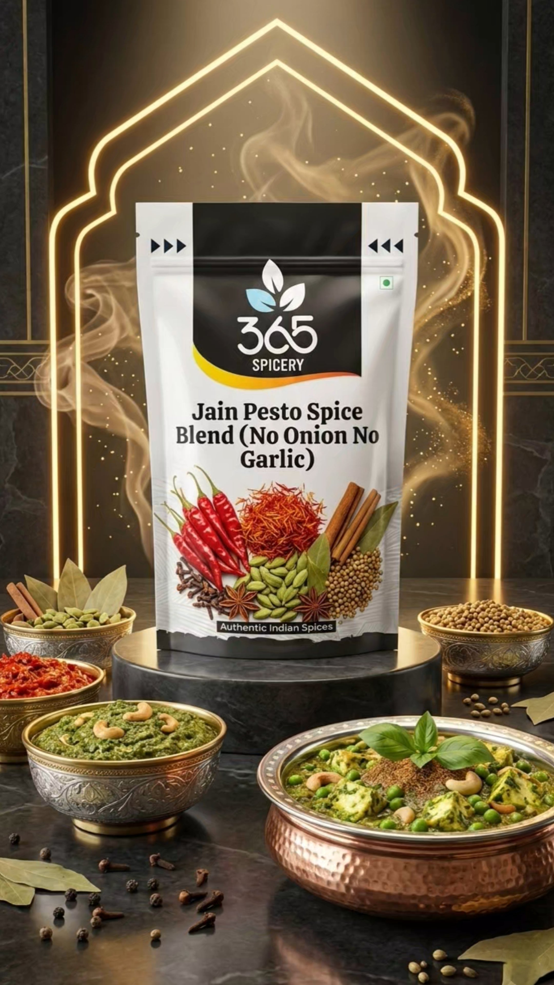 Jain Pesto Spice Blend | No Onion No Garlic | Jain-Friendly | Premium Quality | Fresh Herb Infusion | 365 Spicery