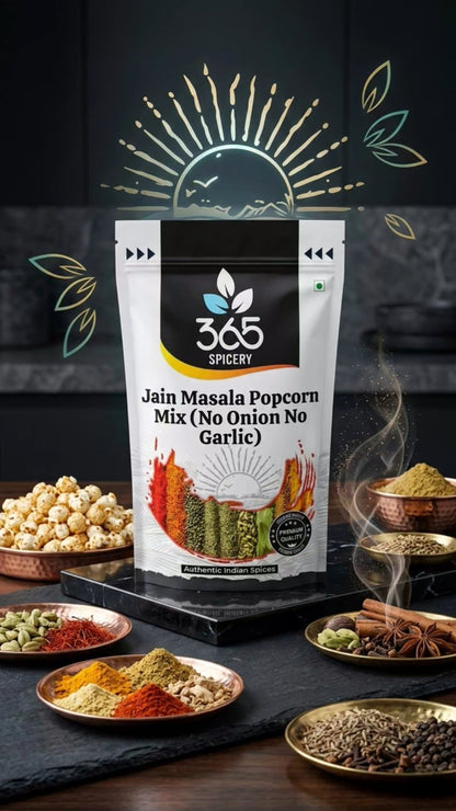 Jain Masala Popcorn Mix | No Onion No Garlic | Jain-Friendly | Gluten-Free | Perfect Movie Night Snack | 365 Spicery