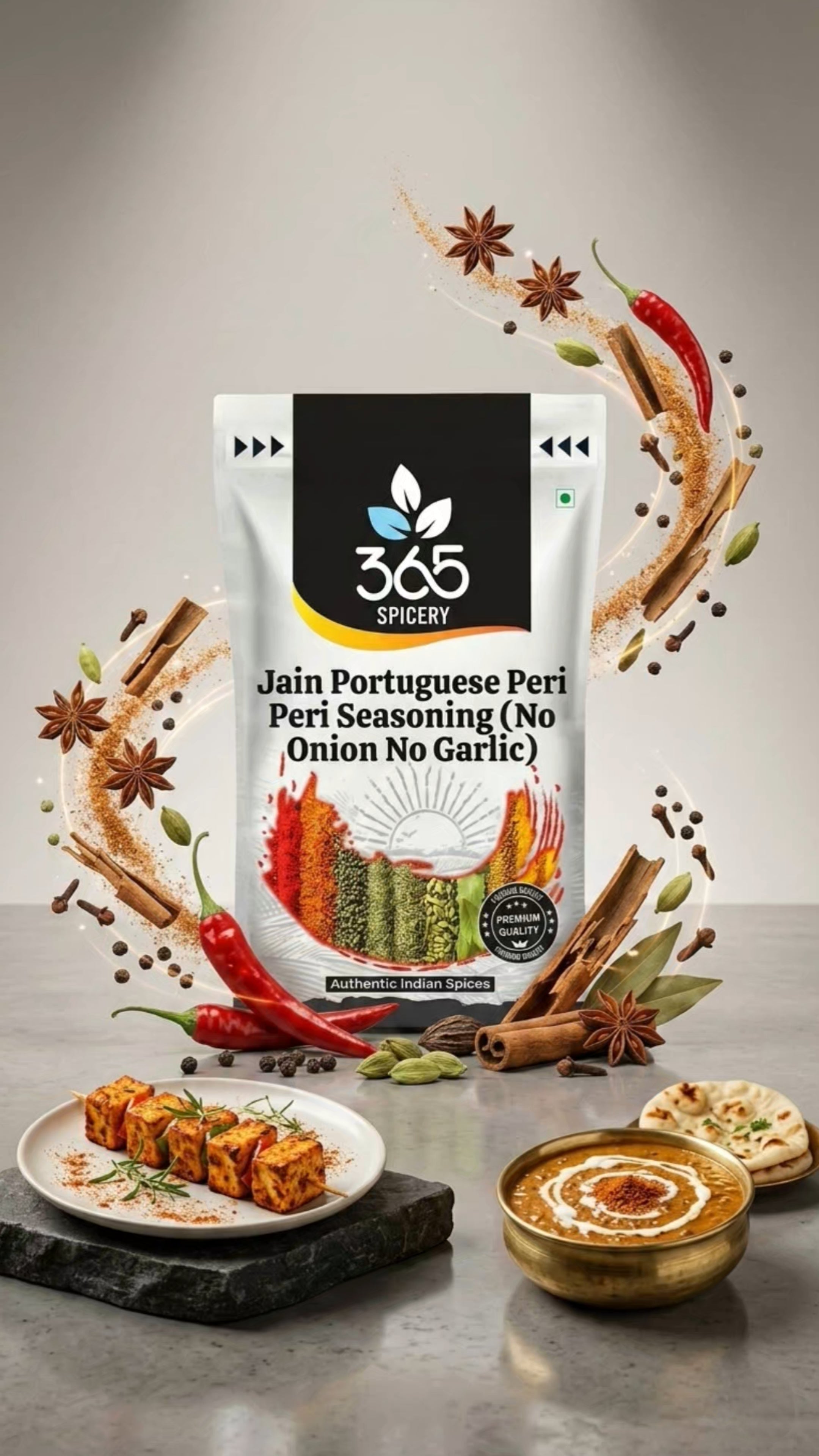 Jain Portuguese Peri Peri Seasoning | No Onion No Garlic | Jain-Friendly | Vegan | Spicy Snack Mix | 365 Spicery