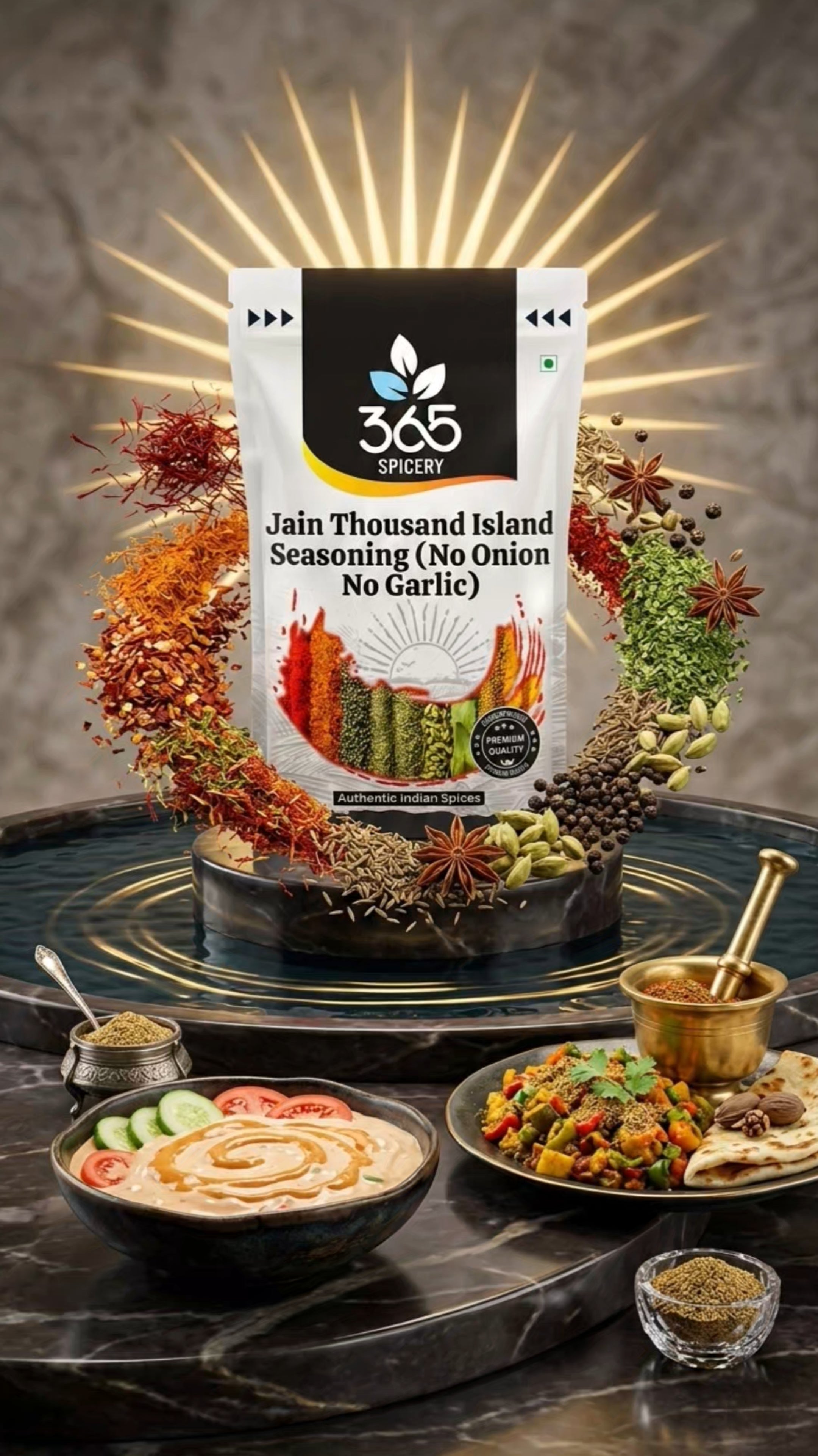 Jain Thousand Island Seasoning | No Onion No Garlic | Jain-Friendly | No Artificial Flavours | Creamy | 365 Spicery