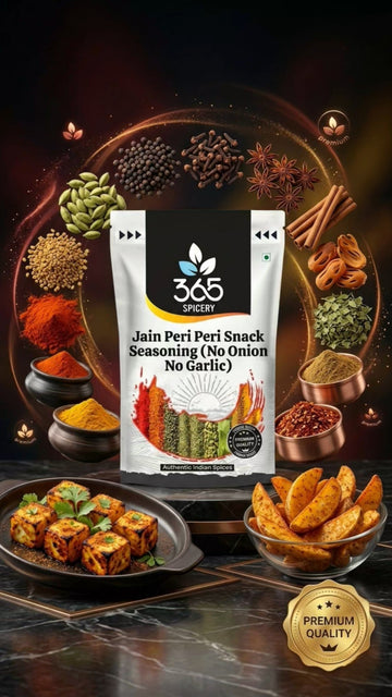 Jain Peri Peri Snack Seasoning | No Onion No Garlic | Jain-Friendly | No Artificial Colours | Spicy | 365 Spicery