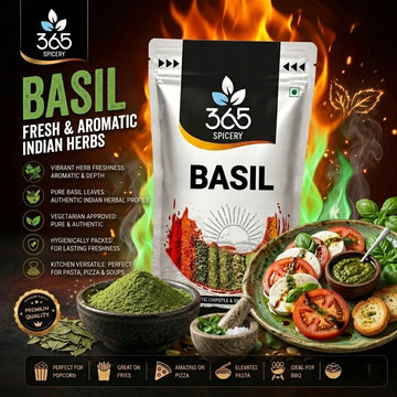 Basil | Premium Dried Sweet Herb | Essential for Pizza & Pasta Sauces | Vegan | No Artificial Colours | 365 Spicery