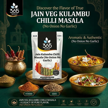 Jain Kulambu Chilli Masala | No Onion No Garlic | Jain-Friendly | South Indian Curry Blend | 365 Spicery