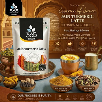 Jain Turmeric Latte | No Onion No Garlic | Jain-Friendly | Golden Milk Spice Blend | Vegan | 365 Spicery