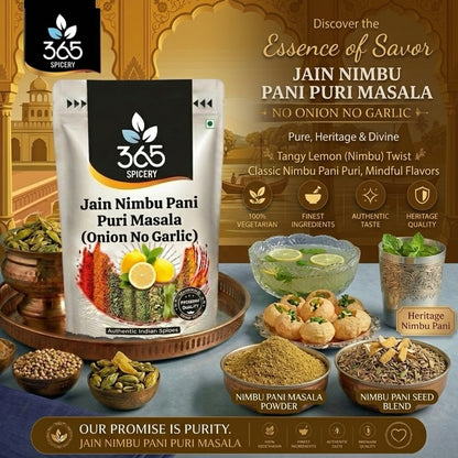 Jain Nimbu Pani Puri Masala | No Onion No Garlic | Jain-Friendly | Lemon Zest Seasoning | 365 Spicery
